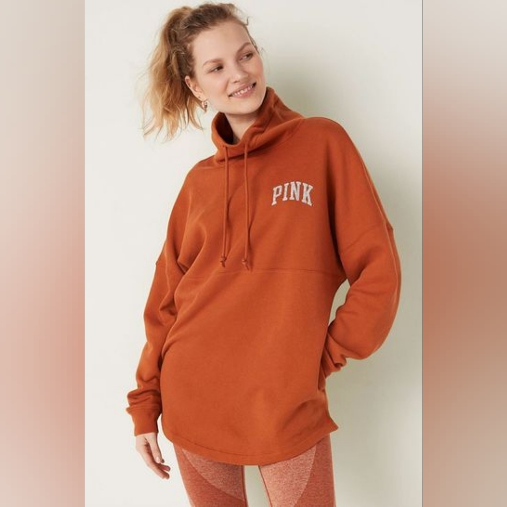 Victoria's Secret PINK Varsity Cowl Jumper Small orange long sleeve